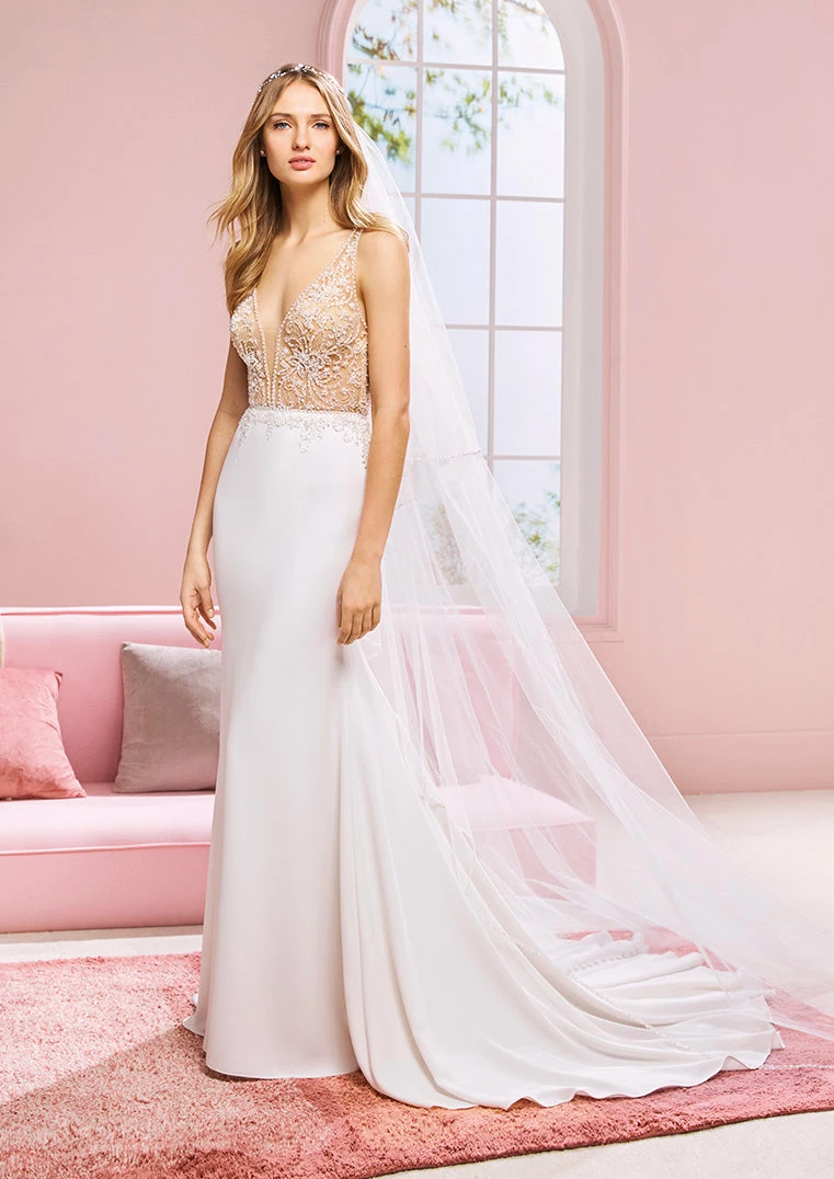 White One Bridal KYLIE Pronovias Wedding Dress Sheer Crystal Mermaid Gown Train 5 White One Bridal KYLIE Pronovias Wedding Dress Sheer Crystal Mermaid Gown Train