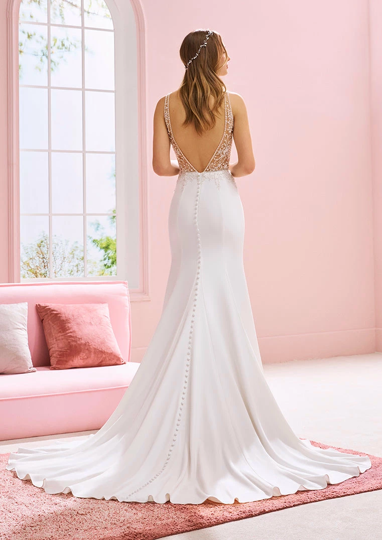 White One Bridal KYLIE Pronovias Wedding Dress Sheer Crystal Mermaid Gown Train 4 White One Bridal KYLIE Pronovias Wedding Dress Sheer Crystal Mermaid Gown Train