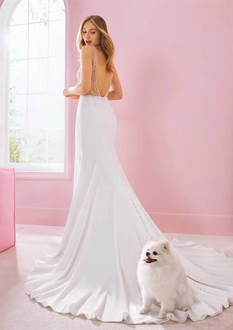 White One Bridal KYLIE Pronovias Wedding Dress Sheer Crystal Mermaid Gown Train 6 White One Bridal KYLIE Pronovias Wedding Dress Sheer Crystal Mermaid Gown Train