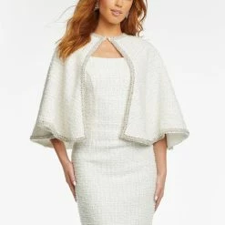 Ashleylauren Ashley Lauren 4491 Tweed Cocktail Dress With Separate Cape