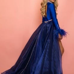 Sugar Kayne C127 Girls Long Sleeve Feather Trim Short Romper With Overskirt Pageant Wear Jumpsuits & Rompers