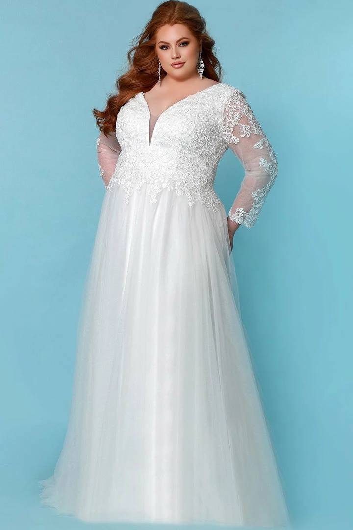 Corset Dresses Sydney's Closet SC5271 Wedding Dress Long Sheer Lace Sleeves Chapel Length Train SC 5271 Laura Beth 3 Corset Dresses Sydney's Closet SC5271 Wedding Dress Long Sheer Lace Sleeves Chapel Length Train SC 5271 Laura Beth