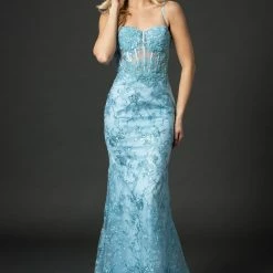 In Stock Mermaid Dresses Nina Canacci 6556 Size 8 Long Mermaid Prom Pageant Gown Sheer Lace Corset Dress Train