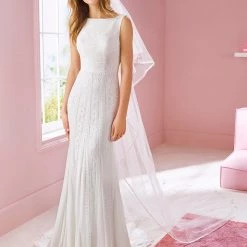 White One Bridal LELE Pronovias Wedding Dress Lace High Neck Bohemian Gown