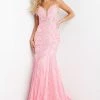 In Stock Mermaid Dresses Jovani JVN06475 Size 6, 12 Long Fitted Lace Mermaid Prom Dress Sheer Corset Backless Gown