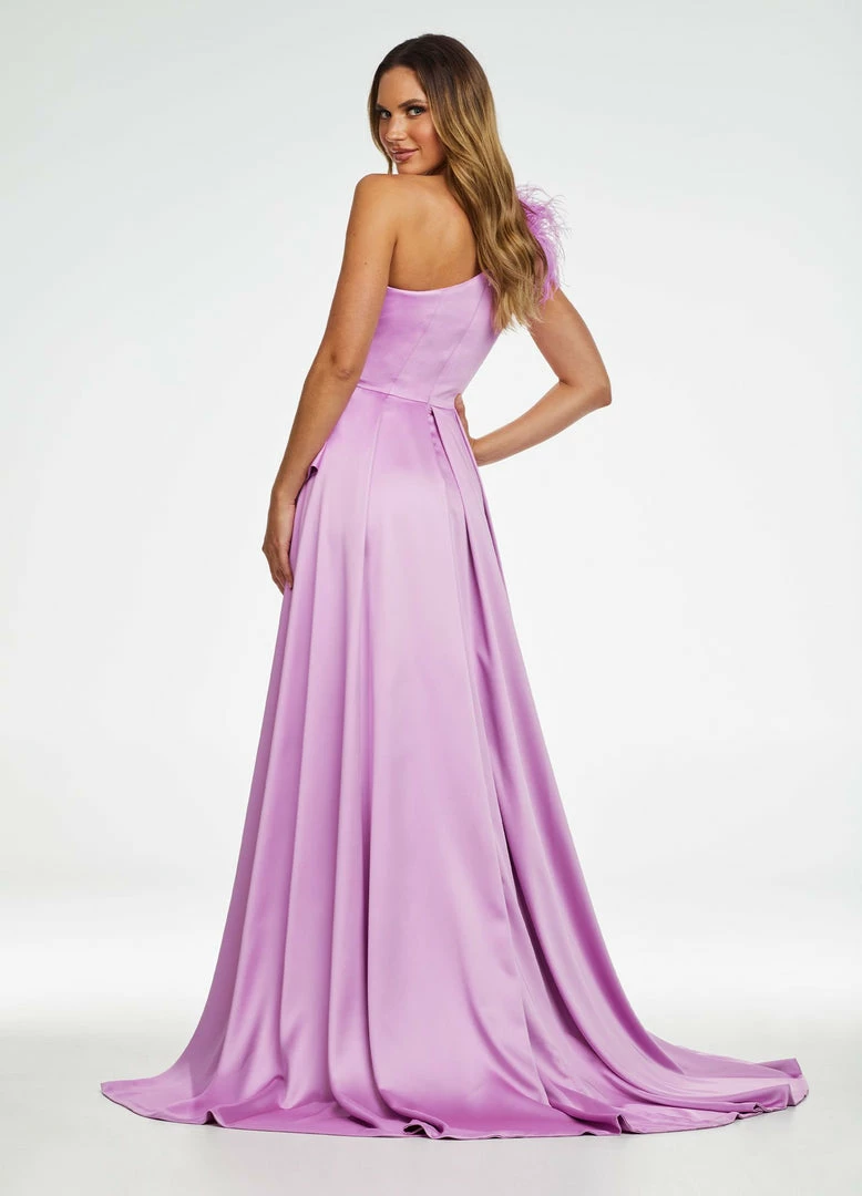 Ashleylauren Ashley Lauren 11134 One Shoulder High Low Prom Dress With Feather Detailed Shoulder 6 Ashleylauren Ashley Lauren 11134 One Shoulder High Low Prom Dress With Feather Detailed Shoulder