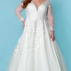 Ballgown Dresses Sydney's Closet SC5267 A Line Wedding Dress Lace Long Sheer Sleeves SC 5267 Shirley