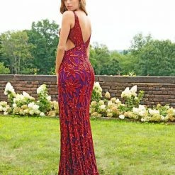 In Stock Primavera Couture 3208 Red Plum Size 4 Prom Dress Pageant Gown