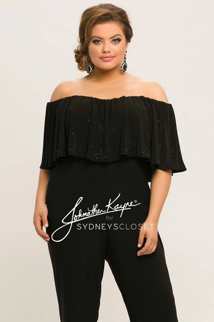 Johnathan Kayne For Sydneys Closet JK 2014 Plus Size Jumpsuit Off The Shoulder Long 6 Johnathan Kayne For Sydneys Closet JK 2014 Plus Size Jumpsuit Off The Shoulder Long