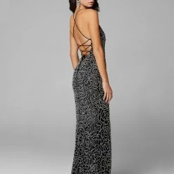 In Stock Primavera Couture 3638 Size 8 Black Silver Floral Beaded Prom Dress Backless Formal Corset Corset Dresses 60 In Stock Primavera Couture 3638 Size 8 Black Silver Floral Beaded Prom Dress Backless Formal Corset Corset Dresses