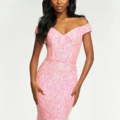 In Stock Ashley Lauren 11112 Size 8 Emerald Off The Shoulder Sequin Gown Mermaid Prom Dress