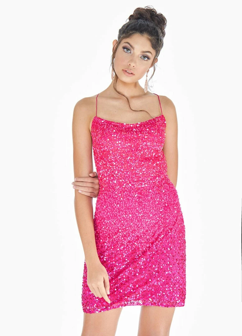 In Stock Ashley Lauren 4293 Fuchsia Cocktail Dress Size 10 Sequin Beaded Ombre Short With Corset 5 In Stock Ashley Lauren 4293 Fuchsia Cocktail Dress Size 10 Sequin Beaded Ombre Short With Corset