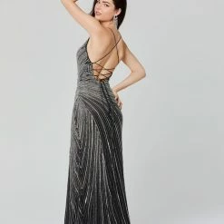 In Stock Backless Dresses Primavera Couture 3403 Size 4 Wrap Style Beaded Sequins Long Prom Dress With Slit
