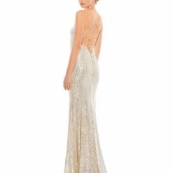 Mac Duggal 26269 Long Sequin Fitted Backless Formal Prom Dress Coreset Gown Backless Dresses