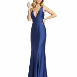 Mac Duggal IEENA 26273 Prom Dress Long Mermaid Backless V Neck Corset Mermaid Dresses