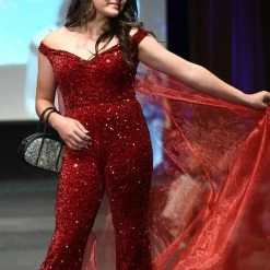 Marc Defang 8046 Sequin Velvet Jumpsuit Fun Fashion Off The Shoulder Organza Cape Sequin Dresses 14 Marc Defang 8046 Sequin Velvet Jumpsuit Fun Fashion Off The Shoulder Organza Cape Sequin Dresses