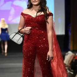 Marc Defang 8046 Sequin Velvet Jumpsuit Fun Fashion Off The Shoulder Organza Cape Sequin Dresses 13 Marc Defang 8046 Sequin Velvet Jumpsuit Fun Fashion Off The Shoulder Organza Cape Sequin Dresses