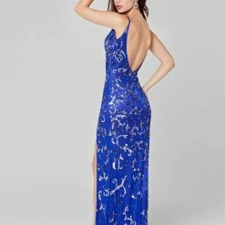 In Stock Primavera Couture 3450 Size 2 Sequin Beaded Fitted Prom Dress Slit Formal