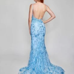 In Stock Mermaid Dresses Nina Canacci 6556 Size 8 Long Mermaid Prom Pageant Gown Sheer Lace Corset Dress Train