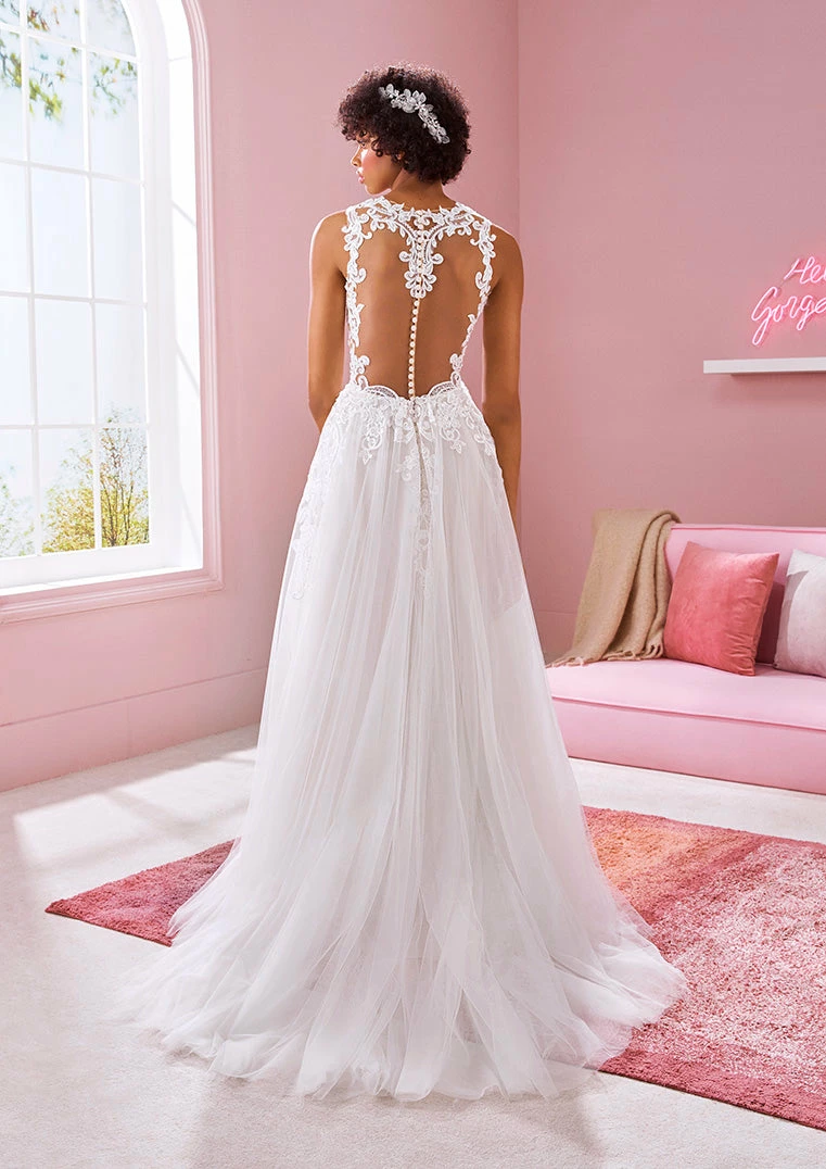 White One Bridal NAIJA Pronovias Wedding Dress Evase Silhouette Sheer Corset Bodice 5 White One Bridal NAIJA Pronovias Wedding Dress Evase Silhouette Sheer Corset Bodice