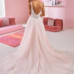 Ballgown Dresses White One Bridal NENA Pronovias Wedding Dress Sheer Lace Tulle Ball Gown
