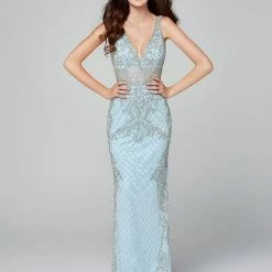 In Stock Primavera Couture 3425 Size 4 Yellow V Neck Prom Dress Evening Gown Beaded