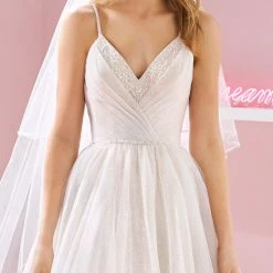 White One Bridal NICKI Pronovias Wedding Dress Shimmer Tulle Princess V Neck Gown