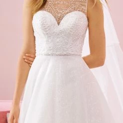 Ballgown Dresses White One Bridal NILUFER Pronovias Wedding Dress A Line Princess Sheer Embellished Neckline