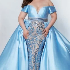 Sydney's Closet And Tease Prom Johnathan Kayne For Sydney's Closet JK2213 Plus Sized Pageant Dress With Overskirt JK 2213