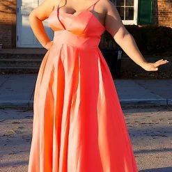 Sydney's Closet SC7301 Neon A Line Plus Size Prom Dress Evening Gown Satin Pockets SC 7301 Sydney's Closet And Tease Prom