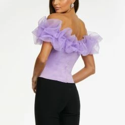 Ashleylauren Ashley Lauren 9002 Off The Shoulder Ruffle Top