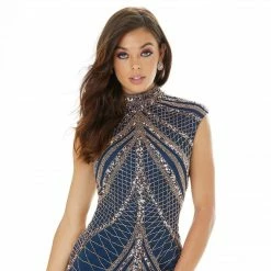 Ashleylauren Ashley Lauren 1624 High Neckline Beaded Fitted Prom Dress Sequins Evening Gown Sequin Dresses