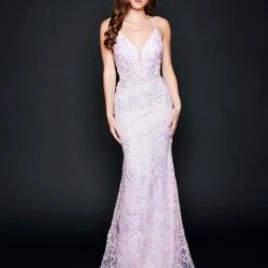 Nina Canacci 1519 Long Fitted Sequin V Neck Formal Dress Prom Pageant Gown Mermaid Dresses