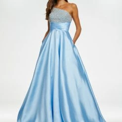 Ashleylauren Ballgown Dresses Ashley Lauren 11149 One Shoulder Ball Gown Prom Dress With Embellished Bodice
