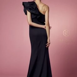 Nox Anabel E467 Long Fitted One Shoulder Prom Dress Slit Formal Evening Gown Pageant