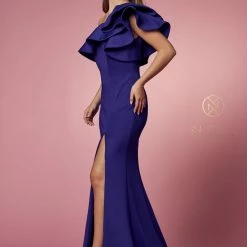 Nox Anabel E467 Long Fitted One Shoulder Prom Dress Slit Formal Evening Gown Pageant