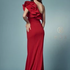 Nox Anabel E467 Long Fitted One Shoulder Prom Dress Slit Formal Evening Gown Pageant