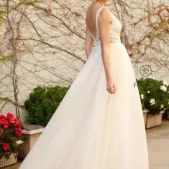 Nox Anabel E474 Long Lace Fitted Wedding Dress Overskirt Destination Bridal Gown Sequins