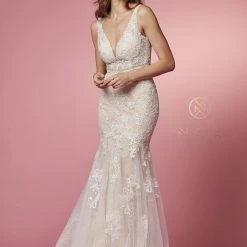Nox Anabel H493 Long Fitted Lace Mermaid Wedding Dress Button Sheer Bridal Gown Mermaid Dresses 13 Nox Anabel H493 Long Fitted Lace Mermaid Wedding Dress Button Sheer Bridal Gown Mermaid Dresses
