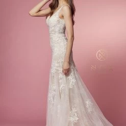 Nox Anabel H493 Long Fitted Lace Mermaid Wedding Dress Button Sheer Bridal Gown Mermaid Dresses 15 Nox Anabel H493 Long Fitted Lace Mermaid Wedding Dress Button Sheer Bridal Gown Mermaid Dresses