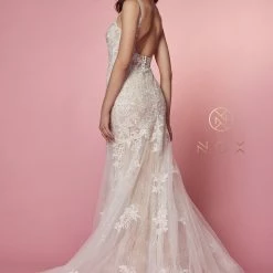 Nox Anabel H493 Long Fitted Lace Mermaid Wedding Dress Button Sheer Bridal Gown Mermaid Dresses 14 Nox Anabel H493 Long Fitted Lace Mermaid Wedding Dress Button Sheer Bridal Gown Mermaid Dresses