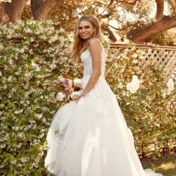 Nox Anabel JH925 Long A Line Ballgown Wedding Dress Sheer Lace Off The Shoulder Bridal Gown Ballgown Dresses