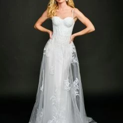 Nina Canacci 9132 Long Glitter Prom Pageant Gown Pearl Corset Dress Formal Dress