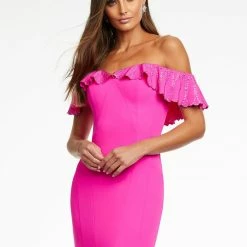 Ashleylauren Ashley Lauren 11137 Off Shoulder Ruffle Evening Gown