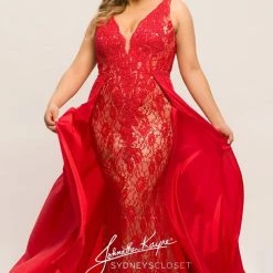 In Stock Long Sleeve Dresses Johnathan Kayne Sydney's Closet JK 2016 Size 18 Plus Size Lace Prom Dress Evening Gown