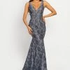 In Stock Johnathan Kayne 2259 Glitter Lace Floral Mermaid Prom Dress Evening Gown Size 4 Navy