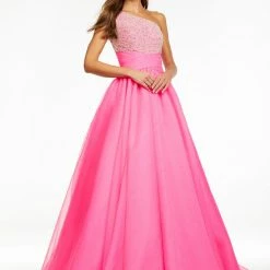 Ashleylauren Ashley Lauren 11127 One Shoulder Organza Ball Gown Pageant Dress