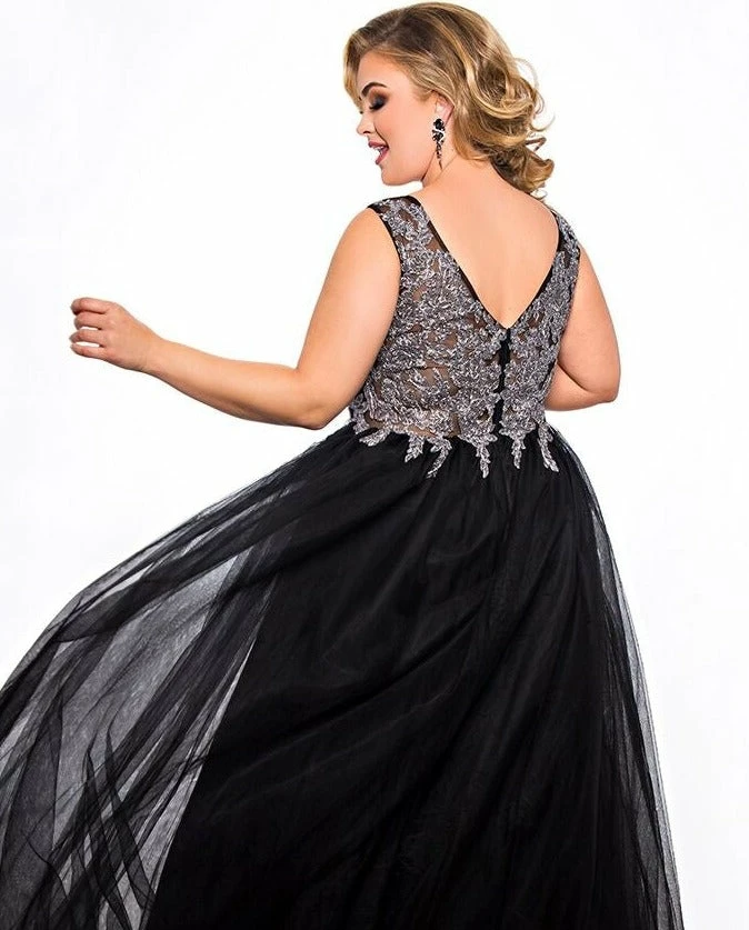 Sydney's Closet SC7298 Sleeveless Tulle Prom Dress Ball Gown Plus Sized Lace Top SC 7298 6 Sydney's Closet SC7298 Sleeveless Tulle Prom Dress Ball Gown Plus Sized Lace Top SC 7298