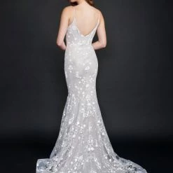 Nina Canacci 9135 Corset Bodice Mermaid Prom Dress Wedding Gown Lace Sweeping Train Mermaid Dresses