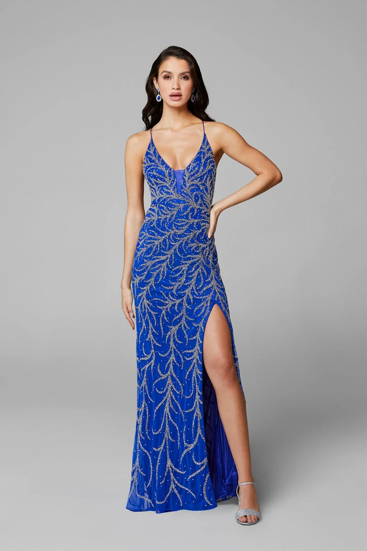 Primavera Couture 3636 Long Fitted Beaded Prom Dress V Neck Slit Formal Pageant Backless Dresses 26 Primavera Couture 3636 Long Fitted Beaded Prom Dress V Neck Slit Formal Pageant Backless Dresses